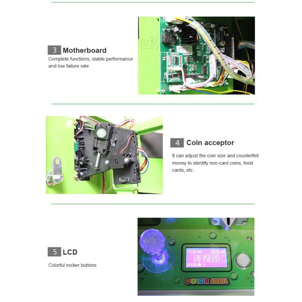 Coin Operated Colorful Snail Gift Machine 8 Players Toy Claw Machine For Kids