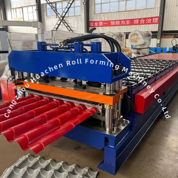 1220mm Width Panel Glazed Tile Roll Forming Machine with 18 Stations Roller and Chain Drive for Steel Construction