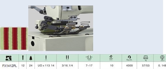 12-Needle Flat-bed Double Chain Stitch Sewing machine (for attaching line tapes) FX1412PL