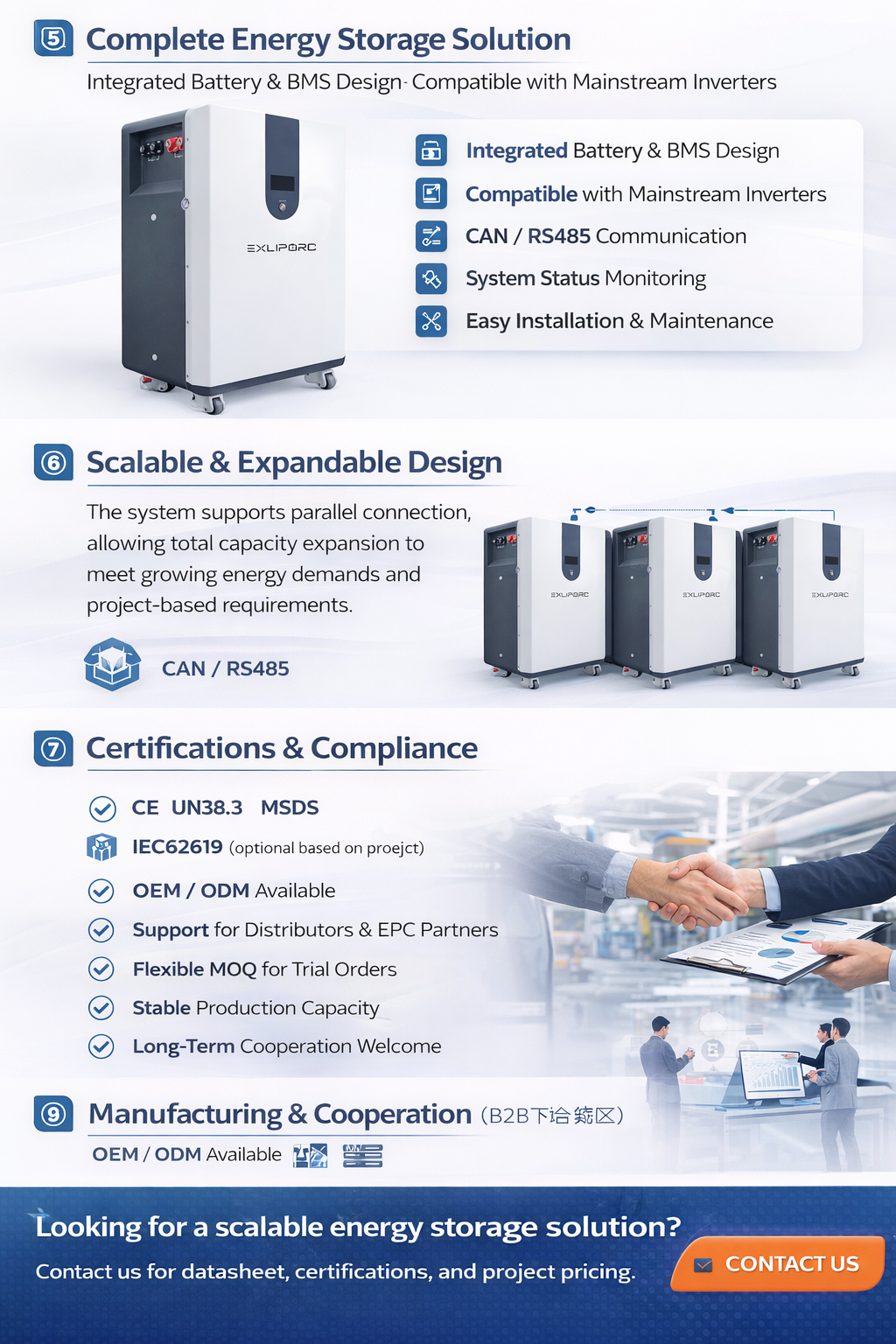 Manyi Hot Selling 50kWh Home Energy Storage System Hithium Lithium Battery 15kWh 30kWh 50kWh Split Type