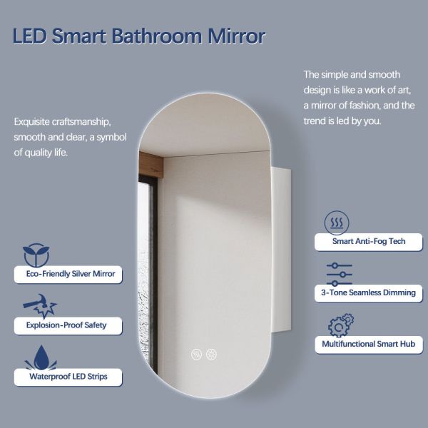 Illuminated Bathroom Mirror Cabinet Anti Corrosion Shatterproof Wall Hanging