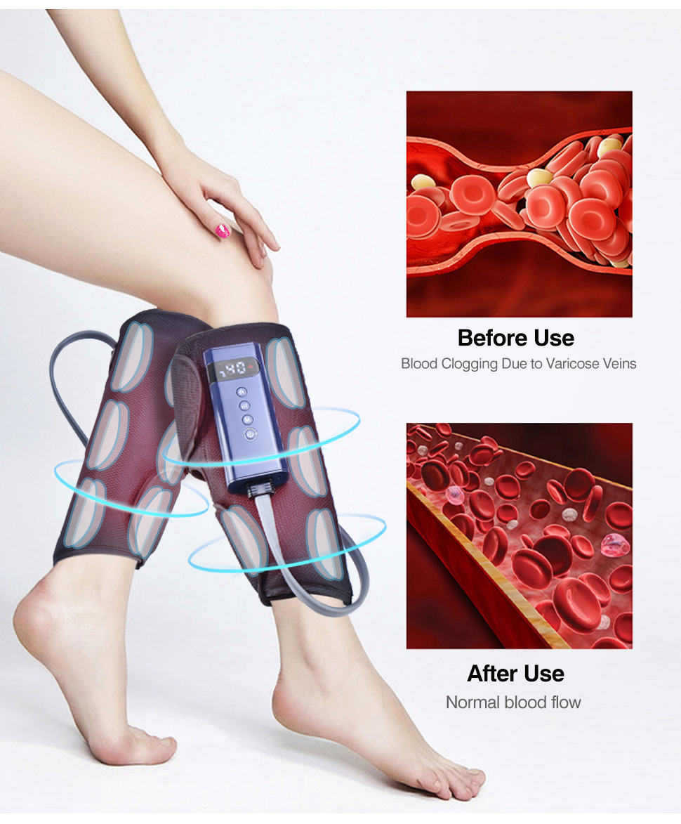 Full Electronic Foot Leg and Calf Massager Adjustable Leg Massager With Heat Air Compression
