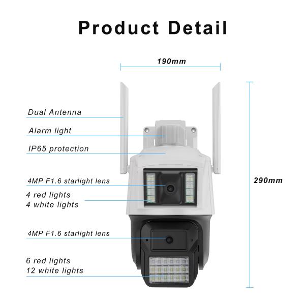 Hd Zoom Wireless Wifi 8mp Dome Network Camera Two-Way Audio Smart Home Ai Auto Tracking WIFI Dual Lens PTZ Security Camera