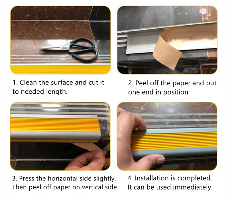 Anti-Slip Stair Treads Rubber Floor Decking External Stair Edge Nosing Trim Vinyl Floor Strips for Indoor & Outdoor Stairs
