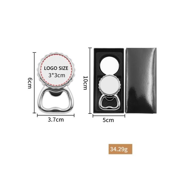 Creative Blank Sublimation Magnetic Bottle Opener Refrigerator Magnet Two-In-One Custom Magnet Bottle Opener