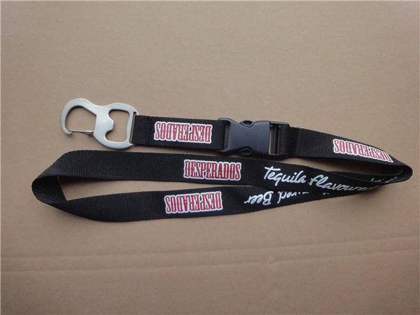 Functional polyester lanyard with metal bottle opener, metal bottle opener neck lanyards,