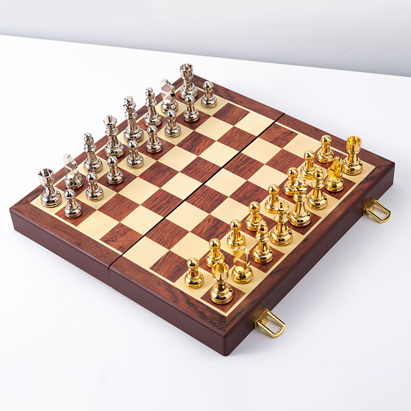 Portable Metal Chess Set with Durable Aluminum Alloy and Foldable Design for Travel and Home Entertainment