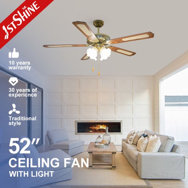 52 Inch Traditional Ceiling Fan with Pull Chain Control and AC Motor for Restaurants