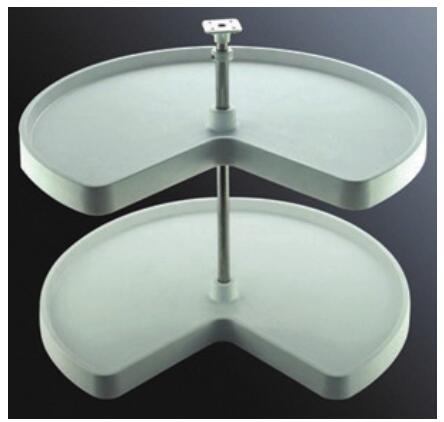 Iron + Plastic White Kitchen Pull Out Basket Two Layers Cirular Shape