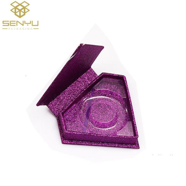 Cardboard Makeup Cosmetic Packaging Boxes Purple Glitter for False Eyelashes