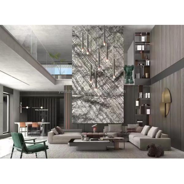 Italian Natural Stone Silver Fir Black Grey Look Marble Textured Slab for Home Wall Panel