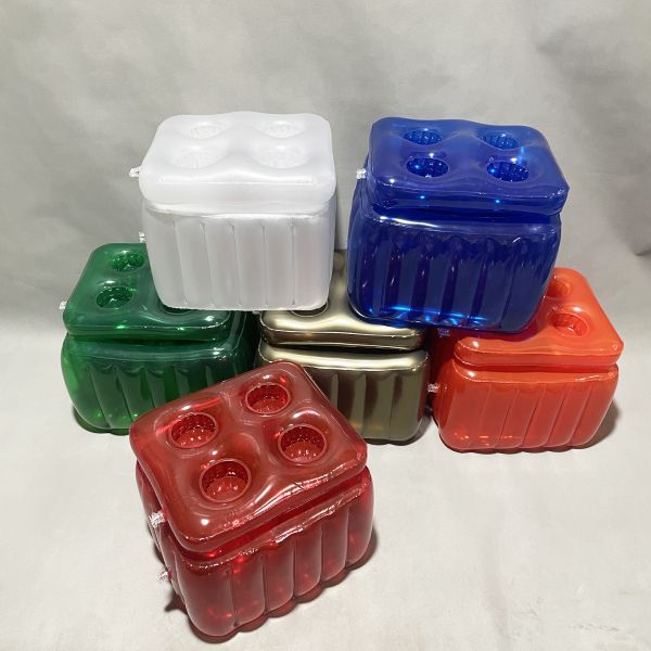 Inflatable Floating Ice Cooler with Lid, Customizable PVC Pool Drink Cooler with Cup Holders for Summer Parties, OEM ODM Supported Customizable Inflatable Floating Cooler with Lid, PVC Pool Ice Bucket