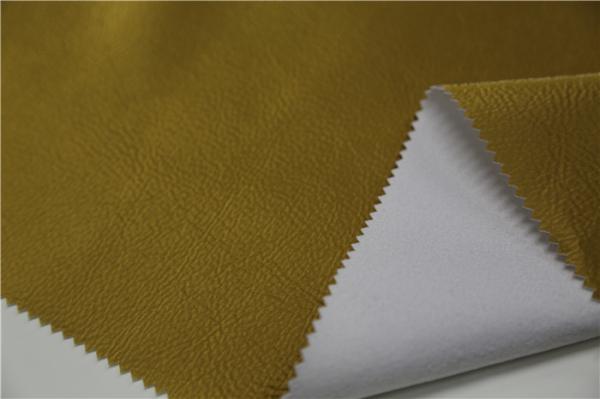 Soft Handfeeling Polyurethane Faux Leather Fabric , Pearl Ginger Soft Pu Leather