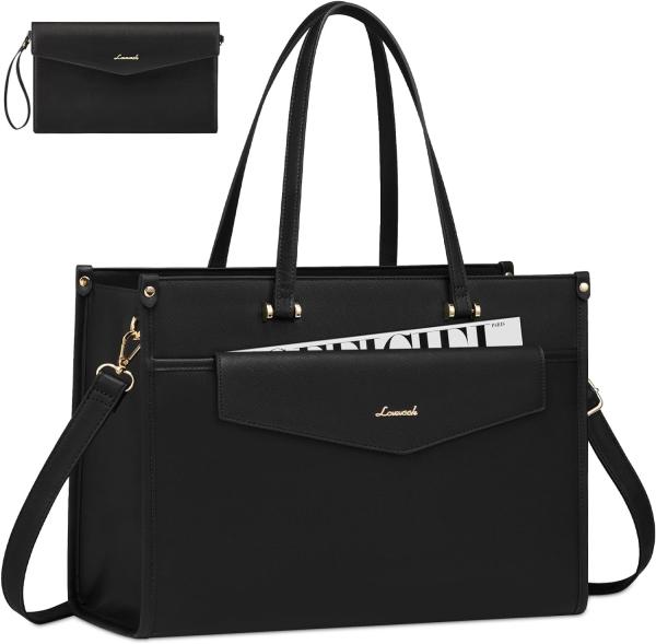 LOVEVOOK Laptop Bag for Women, 15.6 inch Laptop Tote Bag 2-in-1 Professional Work Bag Business Briefcase with Clutch