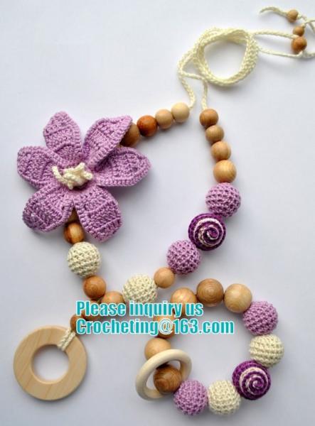 Baby sling necklace, baby bracelet, crochet bracelet, teething bracelet, crochet long funky beaded necklace