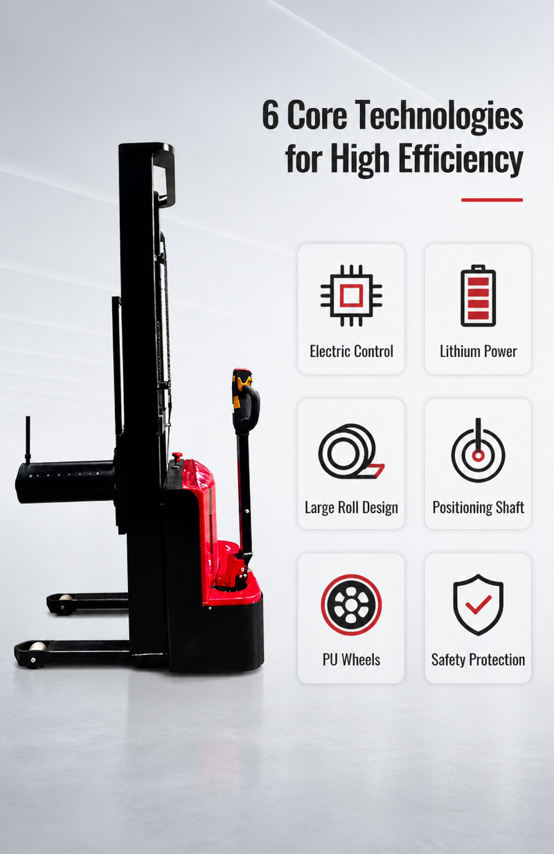 Electric Roll Material Lifting & Handling Truck for Battery Electrode Roll Transportation