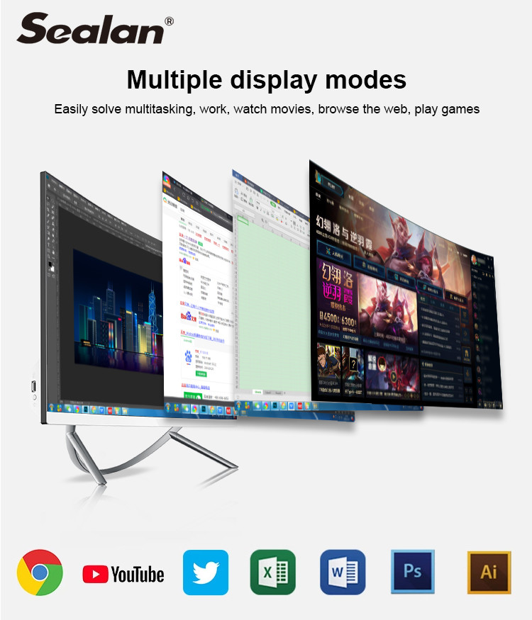 Изогнутый ПК игры AIO экрана 27inch I7 4960 широкоформатный