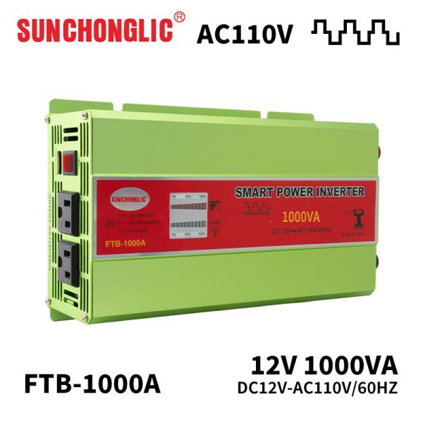 Smart 1000W Modified Sine Wave Power Inverter 12V DC to 110V AC 60Hz Off Grid Inverter