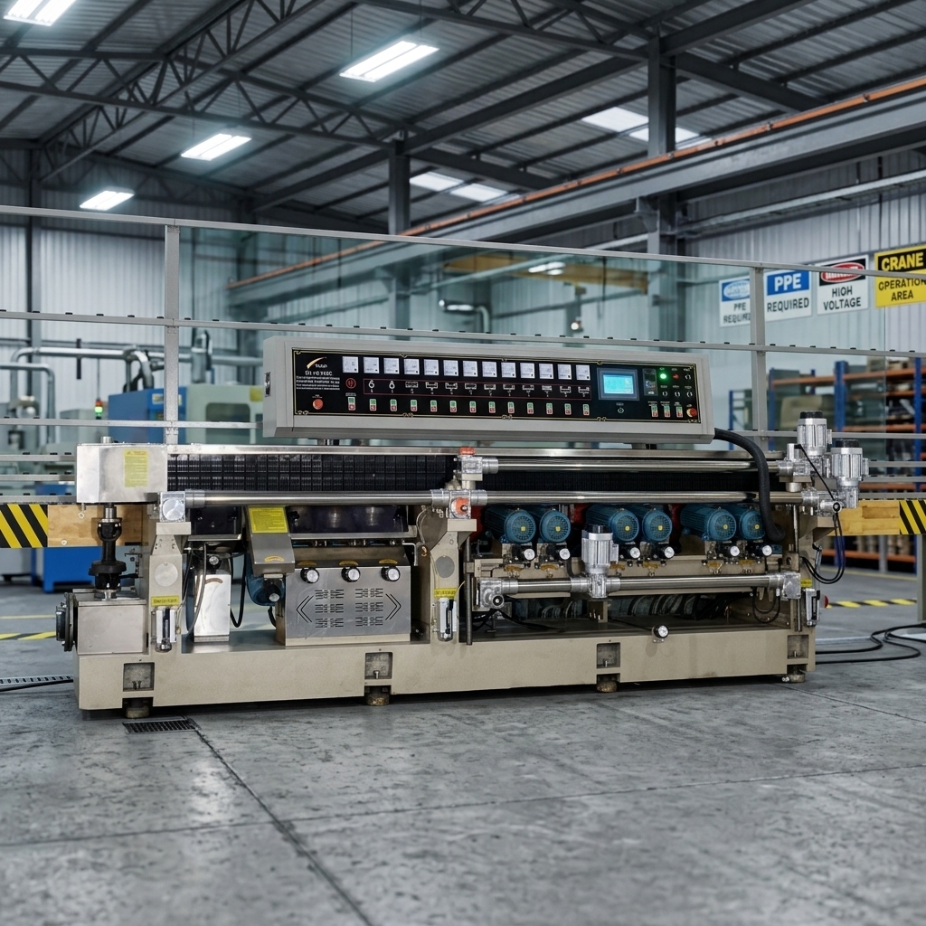 12 Spindle Glass Beveling Polishing Machine 0.6m-4m/Min 28KW Total Power