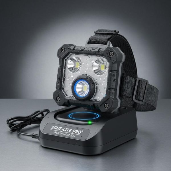 Wireless Charging Rechargeable LED Miner Cap Lamp with Charger IP68 Use Lithium-Ion Battery for Industrial
