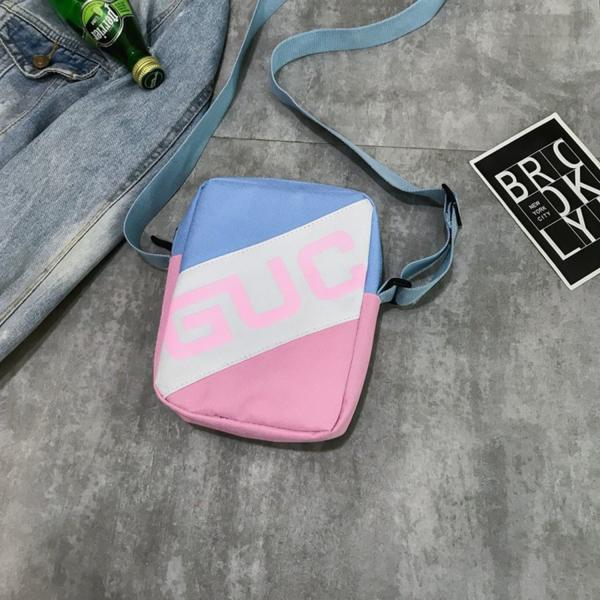 Hip hop earth cool Fanny pack pure color retro cross body bag with character word mother and daughter bag
