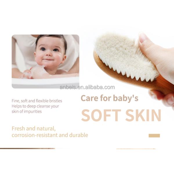 Customized Wood Baby Brush Set With Soft Bristles Natural Goat Hair 4Pcs