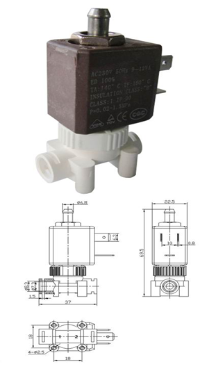 2/2 и 3/2 сразу действующих латунных клапанов соленоида 1.5mm G1/8» для создателя кофе
