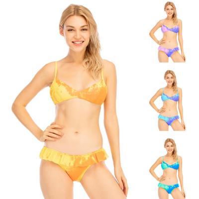 Branco cor-de-rosa verde amarelo da separação da forma do roupa de banho da cor com o biquini novo do verão do estilo da função do sunprotection de UPF 50++