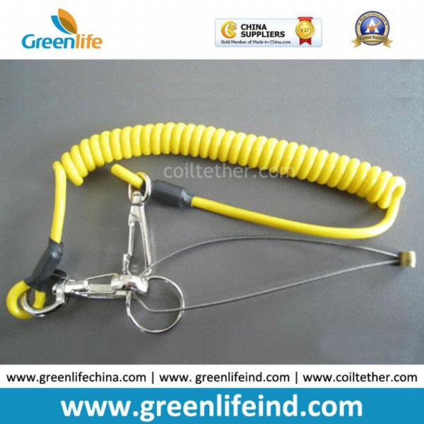 Safety Scaffolding Spanner Tools Leash Translucent Black 15cm Spring Steel Coil Lanyard Strap