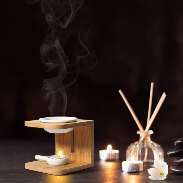 Customized Scented Wax Melt Burner with Tealight Candle Holder, Wooden Essential Oil Burner