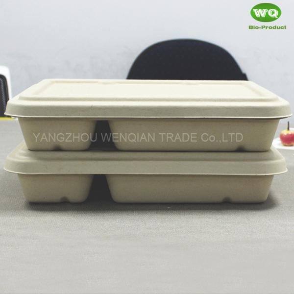 5-Coms Biodegradable Rectangle Tray With Lid-Convenient Easy green Bagasse Sugarcane Fiber Takeaway Packaging Contaienrs