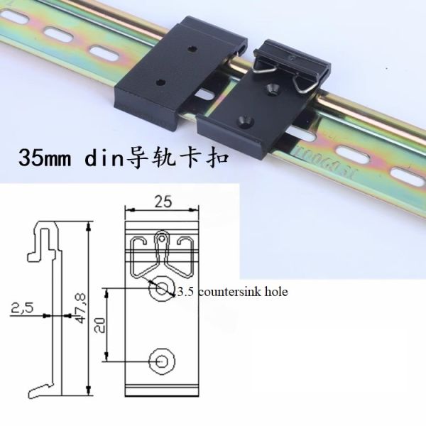 Aluminum 35mm Din Rail Fixed Clamp Black DIN Rail Mounting Clip Snap for Relay Mounting