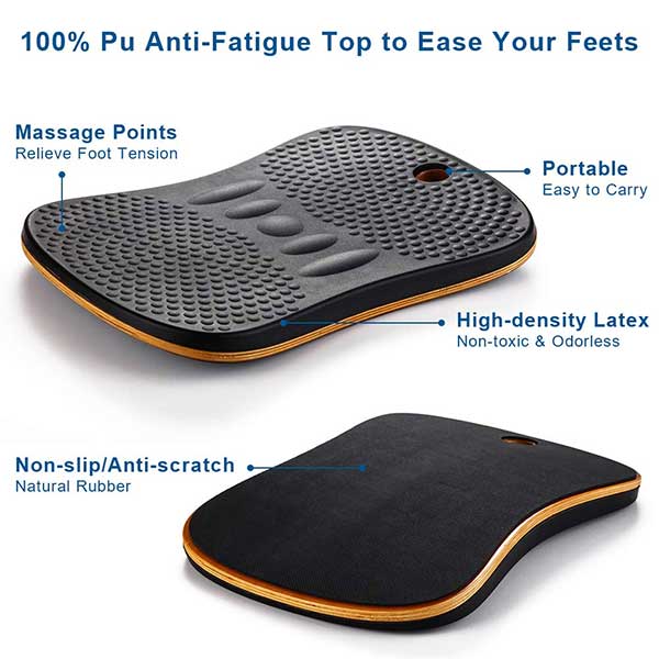 Anti Fatigue Standing Balance Board Wood PU Stability trainer