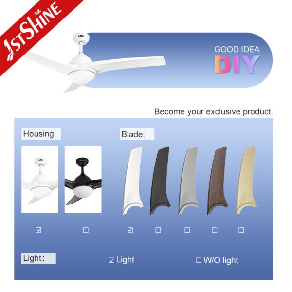 Remote Control Living Room Ceiling Fan 52 Inch Simple Plastic DC 6 Speeds Mulit Colors/OEM