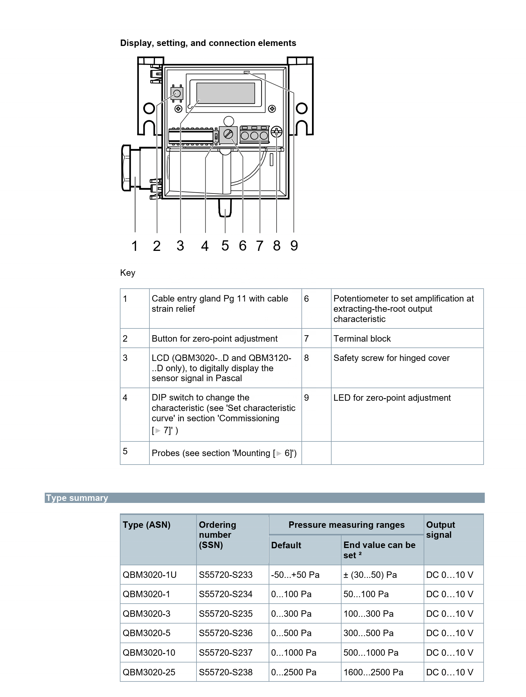 Siemens QBM3020-10 Differential Pressure Sensor for Industrial Automation with Plastic Material and Universal Motor Type
