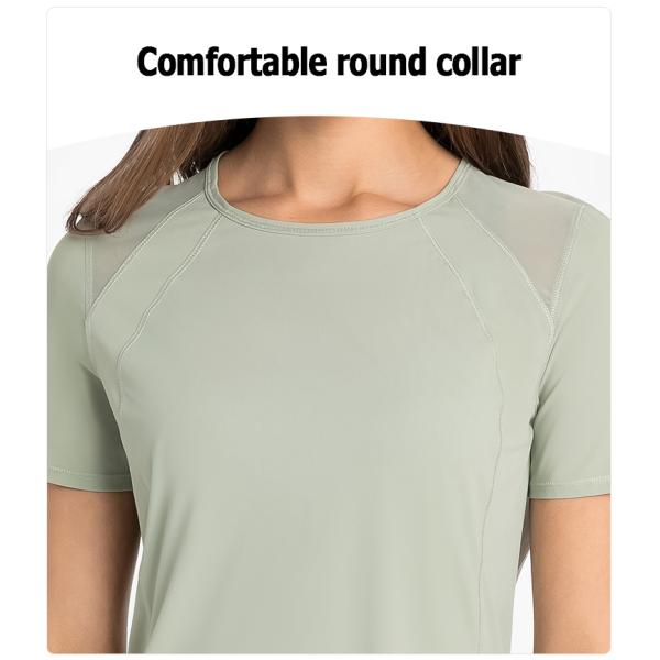 Athletic Ladies Yoga Tops / Short Sleeve Workout Shirts With Breathable Mesh