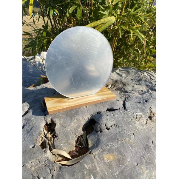 Curvy Portable Lighted Makeup Mirror Wood Stand For Vanity