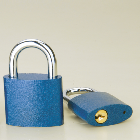 Rarlux High Security Durable Decentered Solid Blue Color Plastic Painted Hardened Steel Iron Padlock Solid Brass Cylinder Key