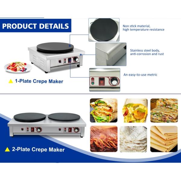 Comerciante profesional eléctrico industrial mostrador de arriba crepe fabricantes crepe máquina de hacer panqueques