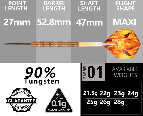 Emyth 90% Tungsten Steel Tip Darts 22g IVAN Set