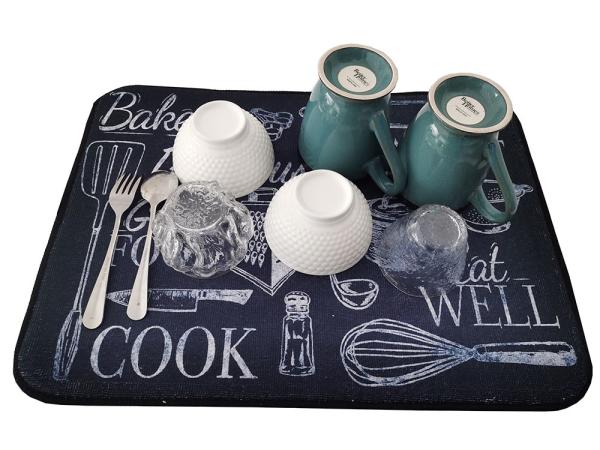 All Polyester  Decorative Absorbent Dish Drying Mat For Dish Racks