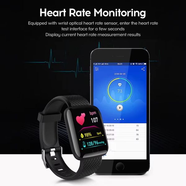 Eraysun 2025 Cheap Relojes Smart Watch Fashion Sport Fitness Waterproof Touch Screen BT 4.0 Heart Rate 116 Plus Smart Watches