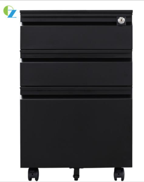 Anti Tilt Function Black Goose Neck 3 Drawer Mobile Pedestal Cabinet For Storage