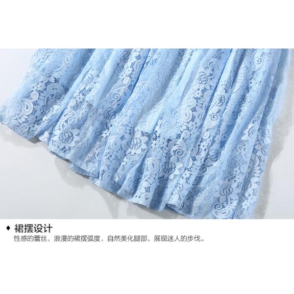 Black wholesale Belted Lace Dress for Women Clothing with zipper