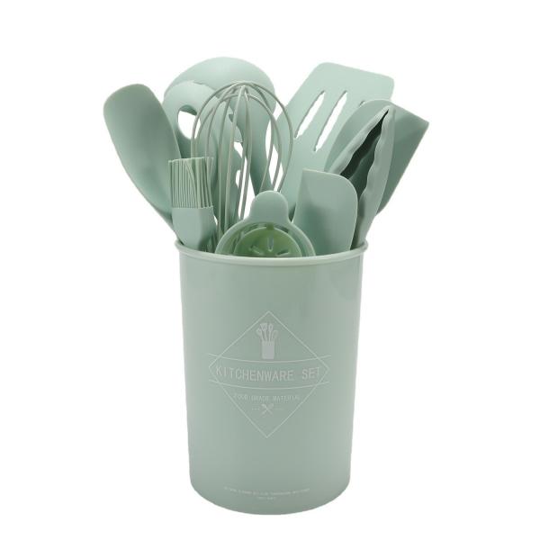 Kitchen Silicone Spatula Set with Storage Bucket 12-Piece Baking Cookware Non-Stick Tools