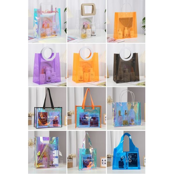Wholesale Jelly-Color-Style PVC Bag Orange Pouch Supermarket Shopping Trendy Influencer Gift Packaging Bag with Custom LOGO