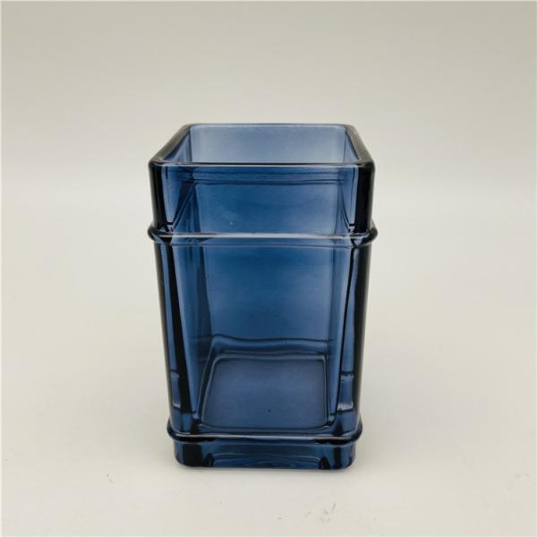 Vintage Ocean Blue Glass Bathroom Accessories Square Shape With Metal Parts