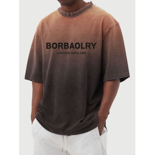Personalized Street Men's Washed Gradient Short-sleeved T-shirt Casual Men's Tops Summer Clothing Wholesale