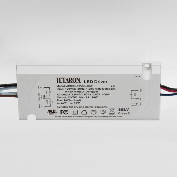 12V 24V UL Listed 24W LED Driver Integrated Relay Control for Bathroom Mirror Lights