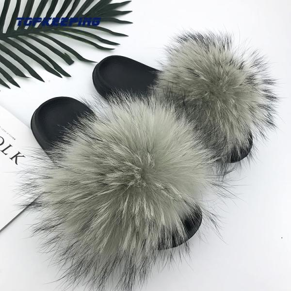 EUR36 - 41 Outdoor Womens Fluffy Faux Fur Slides